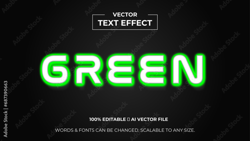Green typography premium editable text effect - Style text effects. banner, background, wallpaper, flyer, template, presentation, backdrop. editable text effect. vector illustration