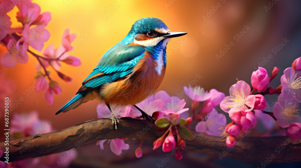 Spring colorful bird generative 