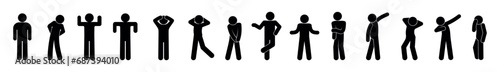 man icon, hand gestures, stick figure people, isolated human silhouettes