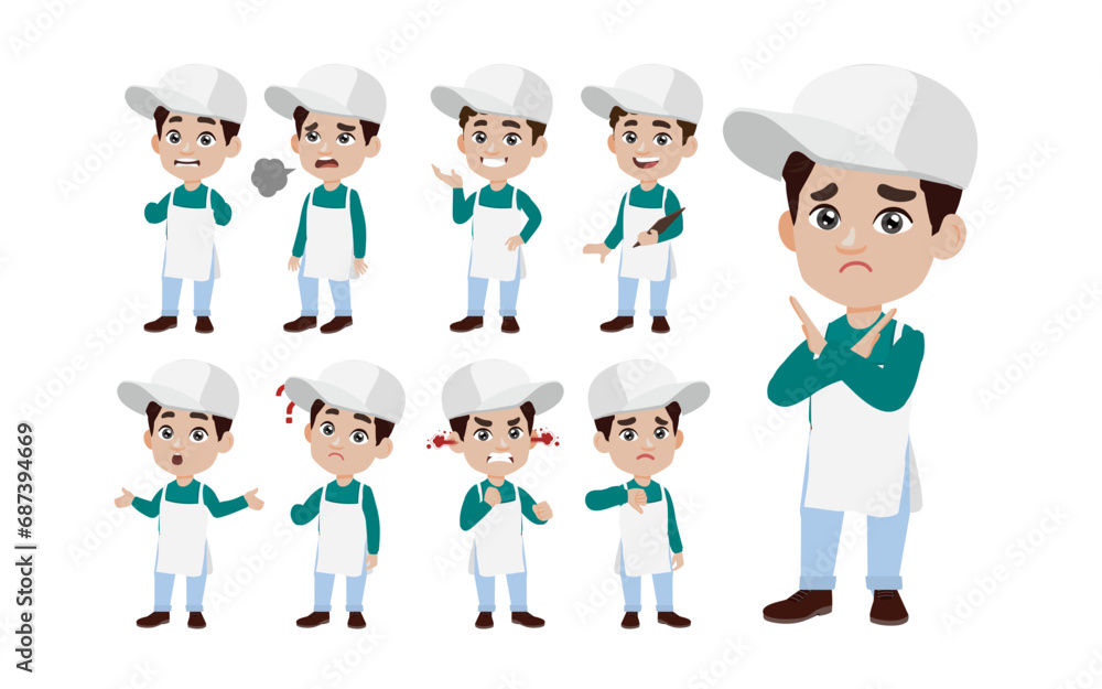 Set of cleaner with different poses Set of cleaner with different poses