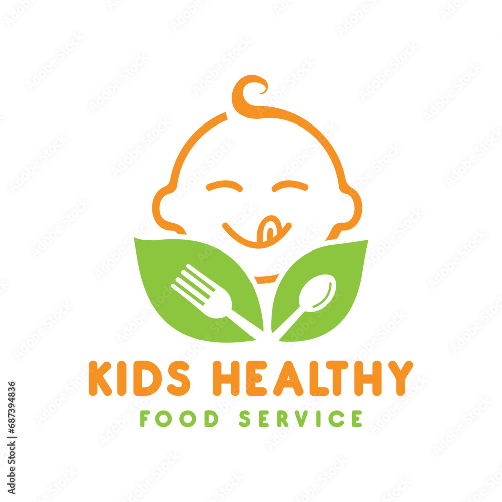 Kids Healthy Food logo creative modern simple design Kids Healthy Food logo creative modern simple design
