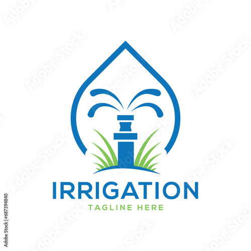irrigation system logo creative flat simple design 
