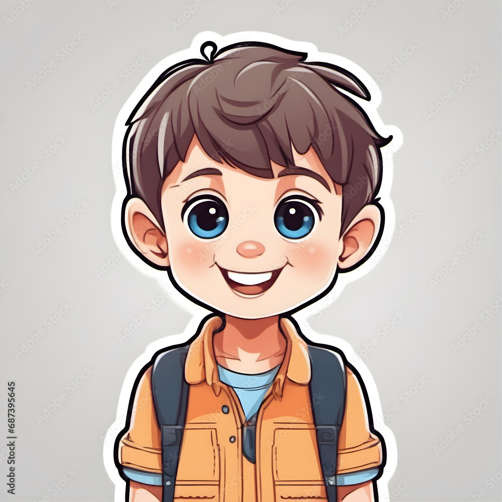 Cute child boy animated illustrator 