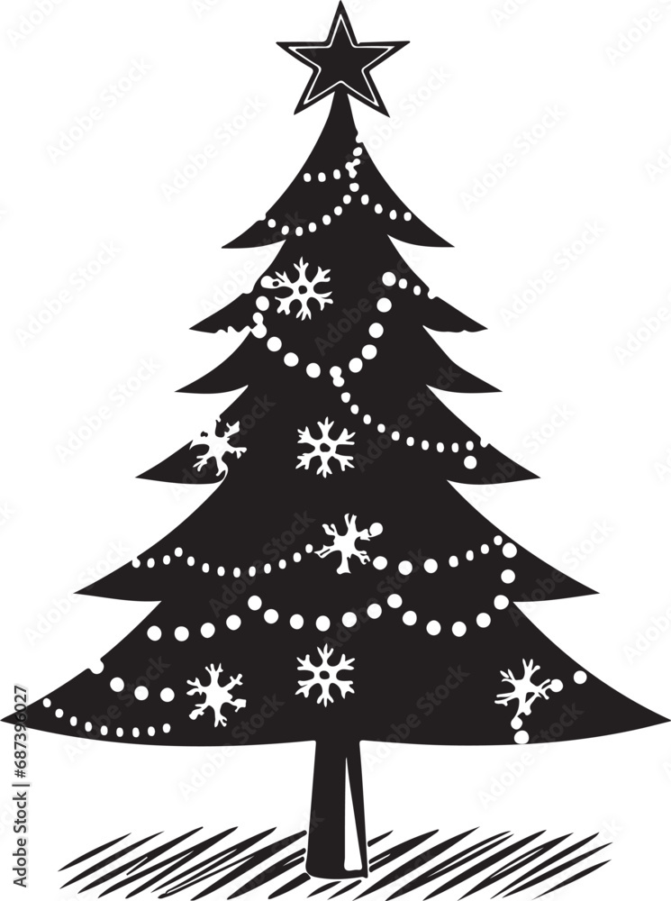 Simple vector drawing of a Christmas tree Simple vector drawing of a Christmas tree