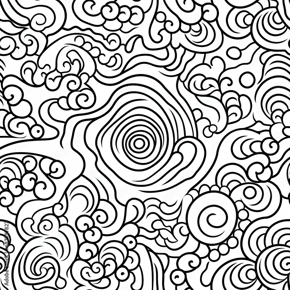 Fototapeta premium Abstract geometric black and white meditative repeat pattern
