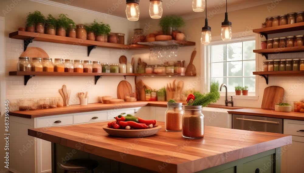 Capturing Rustic Charm in a Farmhouse Kitchen Snapshot AI-Generated.