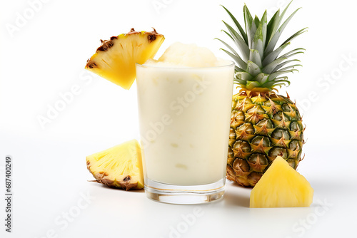 Pina colada Cocktail isolated in white background, AI Generated.