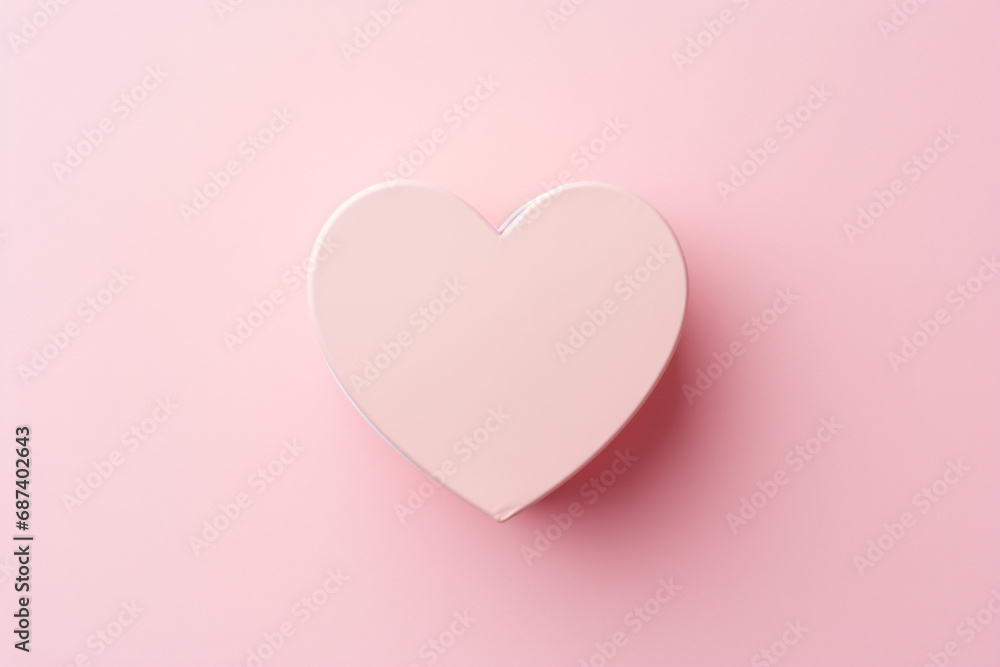 Top view of pink heart shaped gift box on pink background