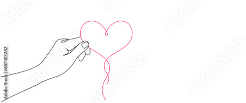 hands hold love line art style. valentine vector elements
