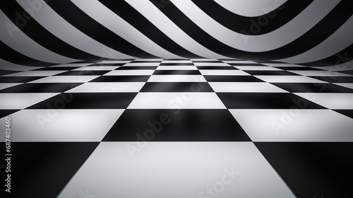 Black and white chess board style floor background photo