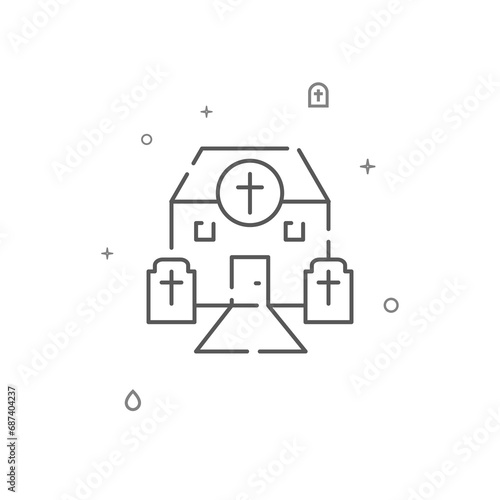Funeral bureau house simple vector line icon. Symbol, pictogram, sign isolated on white background. Editable stroke