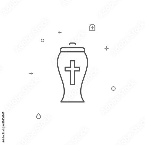Urn with the ashes simple vector line icon. Symbol, pictogram, sign isolated on white background. Editable stroke