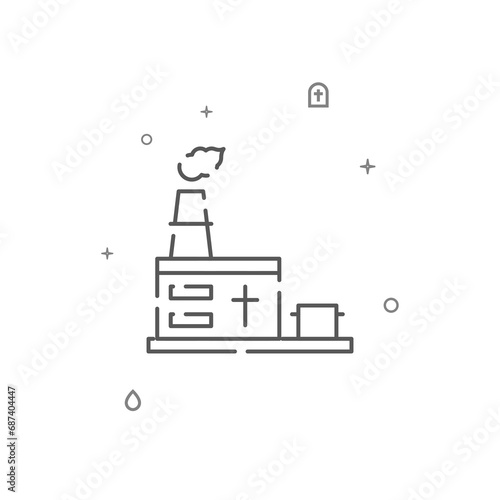 Crematorium, cremation simple vector line icon. Symbol, pictogram, sign isolated on white background. Editable stroke