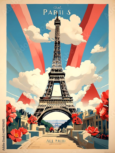 eiffle tower poster design illustration photo
