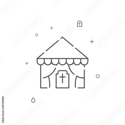 Cemetery, funeral tent simple vector line icon. Symbol, pictogram, sign isolated on white background. Editable stroke. Adjust line weight.