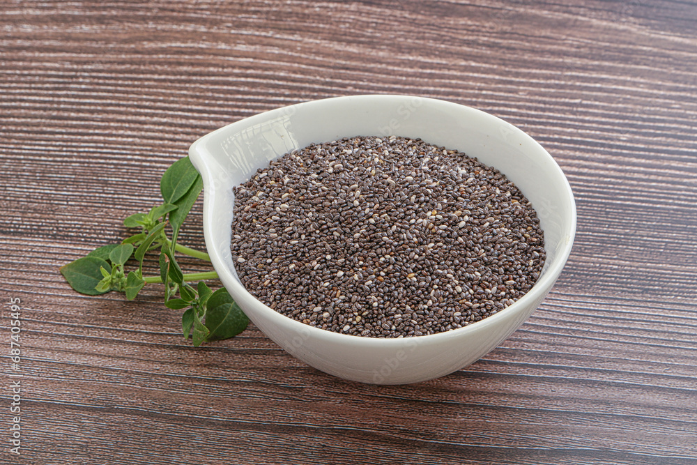 Dietary chia seeds in the bowl Dietary chia seeds in the bowl