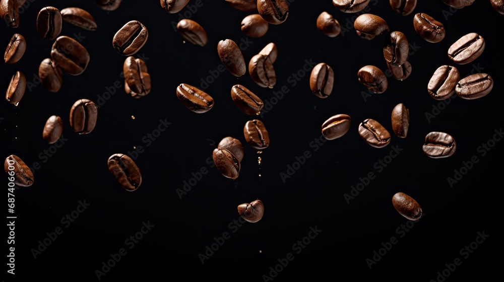 Falling coffee beans. Generative AI Falling coffee beans. Generative AI