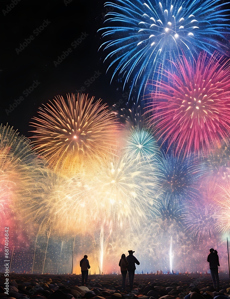 Firework animation realistic poster set with congratulations and festival symbols isolated vector illustration