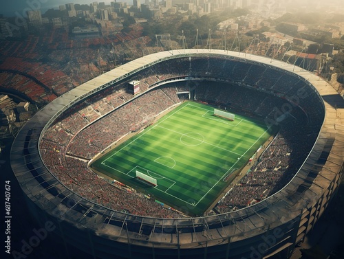 Crowded soccer stadium, Generative AI photo