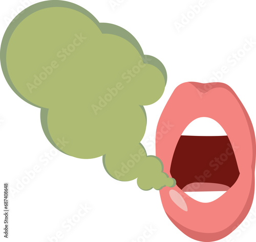 Smelly Mouth Suffering from Halitosis Vector Concept Illustration. Unhealthy person having bad breath from an oral health problem 
