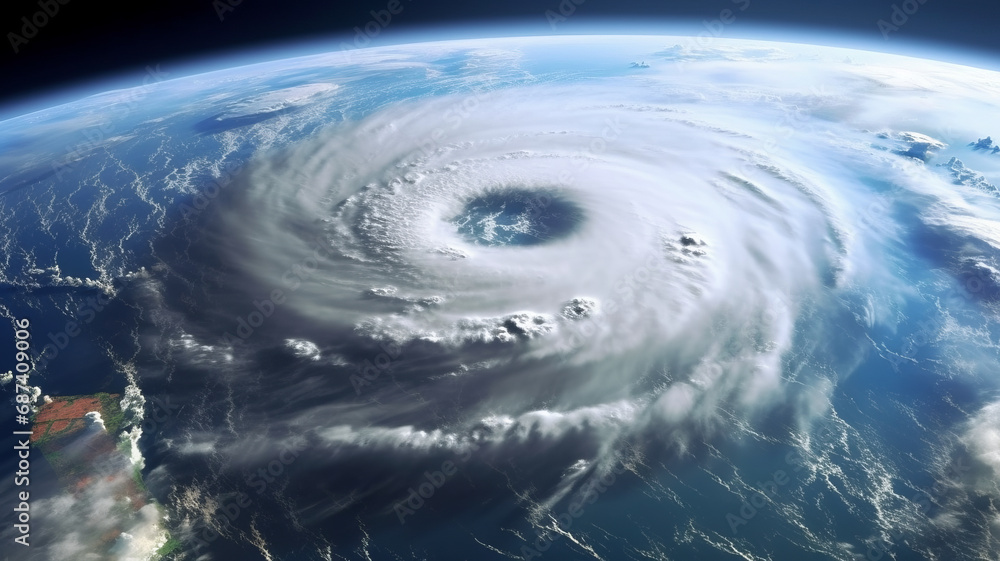 Intense ocean typhoon, cyclone, hurricane, NASA imagery.generative ai