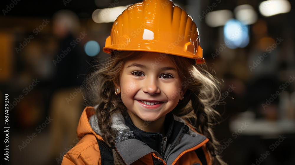 Young woman as apprentice in training in logistics profession with safety helmet generative ai Young woman as apprentice in training in logistics profession with safety helmet generative ai