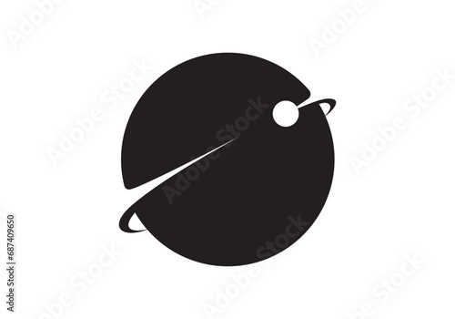 Vector logo with an abstract image of space and planets.