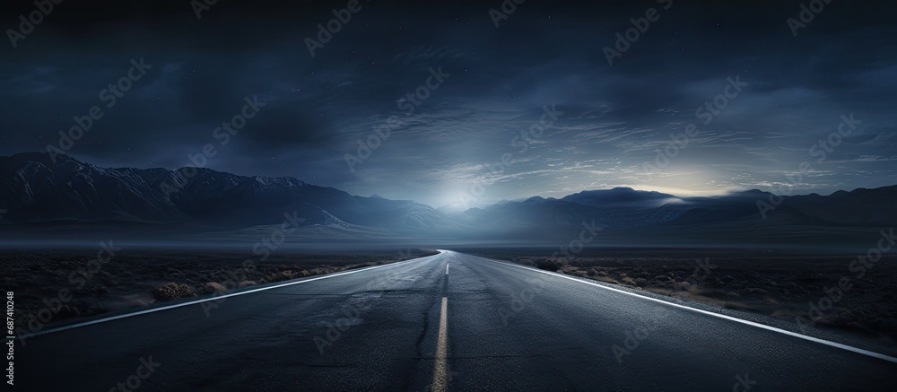 Deserted highway after dark. - obrazy, fototapety, plakaty 