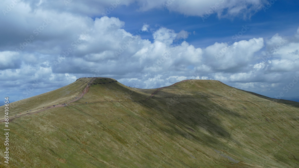 Brecon Beacons National Park, grassy hills in South Wales