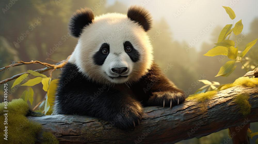 panda bear on a branch