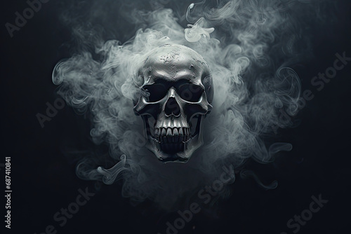 skull in a dark background with smoke