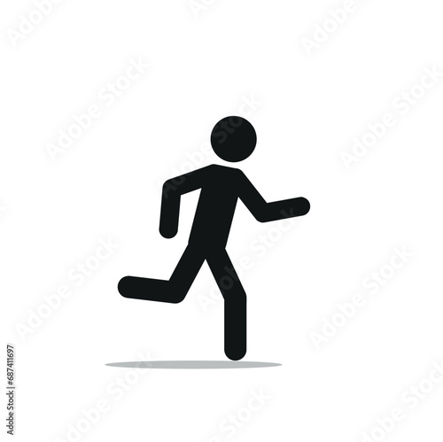 Human figure icon  silhouette of a fast moving man  stick man running  isolated on a white background  fashionable flat design style
