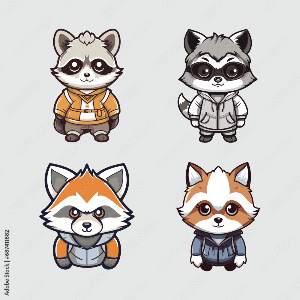 Obraz premium Racoon tshirt design kawaii style colorful