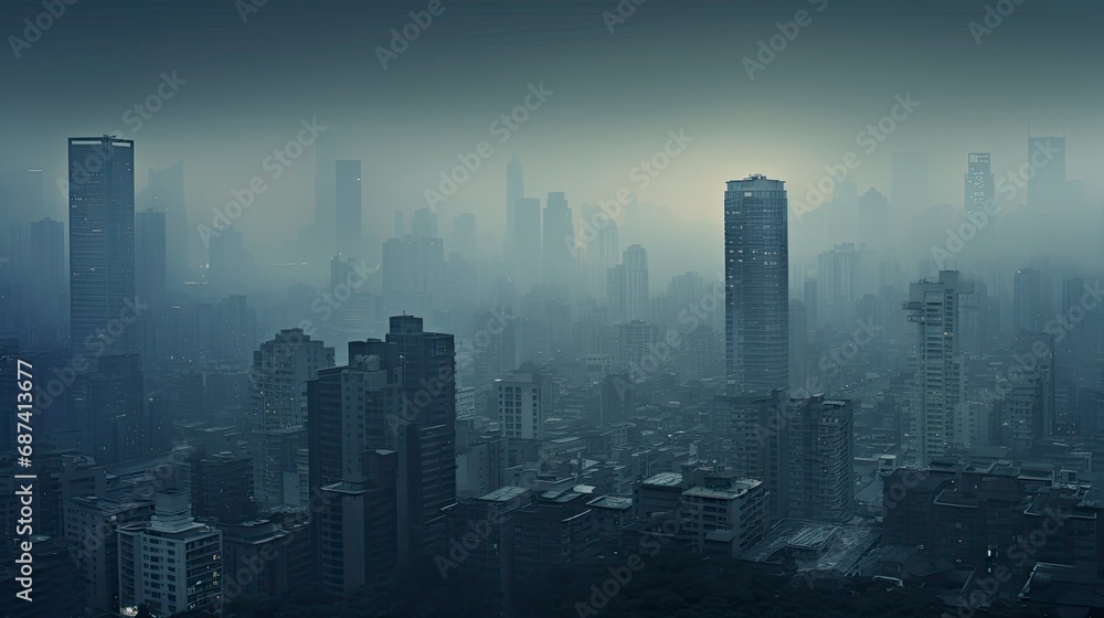 Air pollution in city, Generative AI
