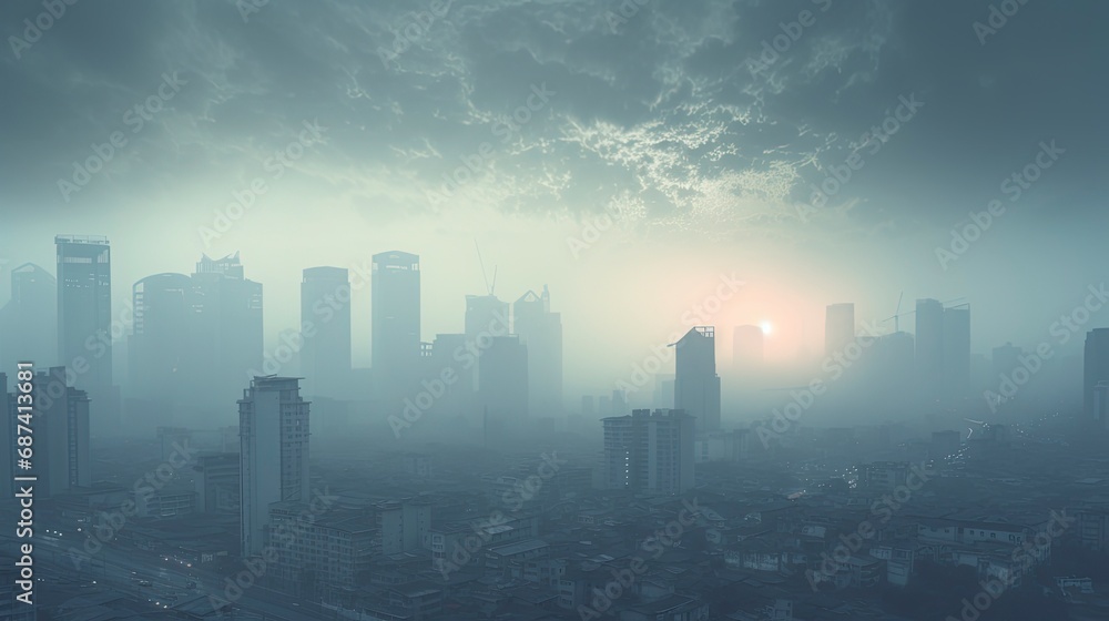 Air pollution in city, Generative AI