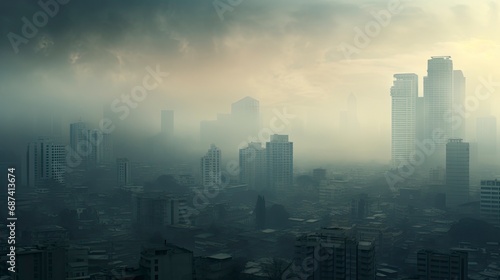 Air pollution in city, Generative AI