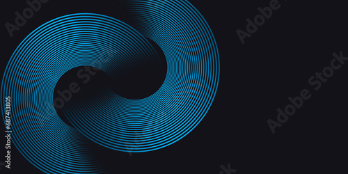 Dark blue abstract background with glowing circle geometric lines. Modern shiny blue lines pattern. Futuristic technology concept