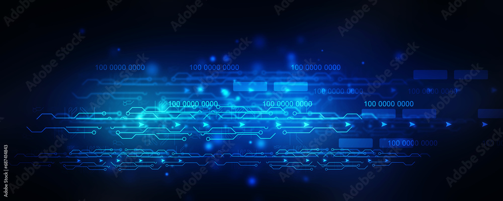 Naklejka premium 2d illustration Abstract futuristic electronic circuit technology background