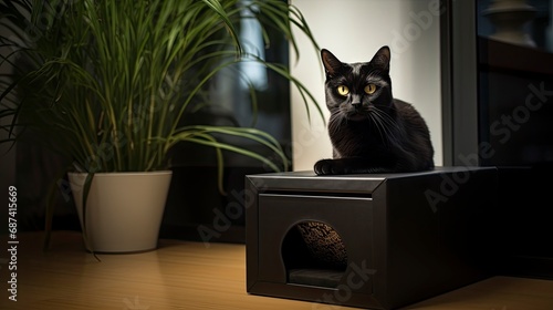 Black Cat in Box, Generative AI © kanesuan
