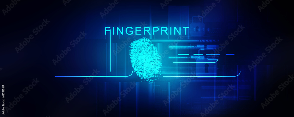 2d Illustration Fingerprint Scanning Technology Concept 
