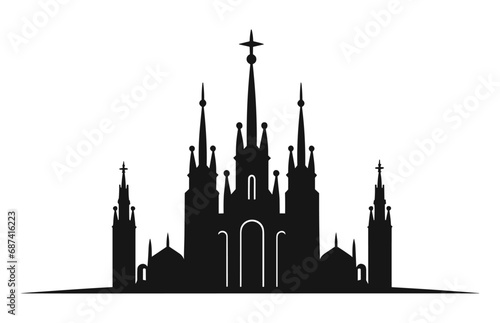 Sagrada Familia silhouette vector art isolated on a white background, La Sagrada Familia Black silhouette Clipart photo