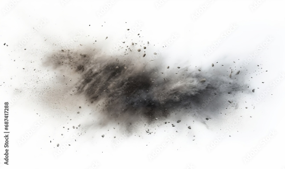 flying debris with dust isolated, Generative AI - obrazy, fototapety, plakaty 