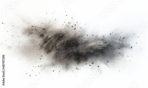 Photographie flying debris with dust isolated, Generative AI