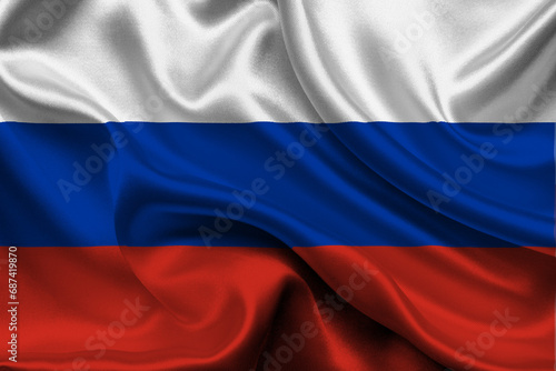 High detailed flag of Russia. National Russia flag. Asia. Europe. 3D illustration.