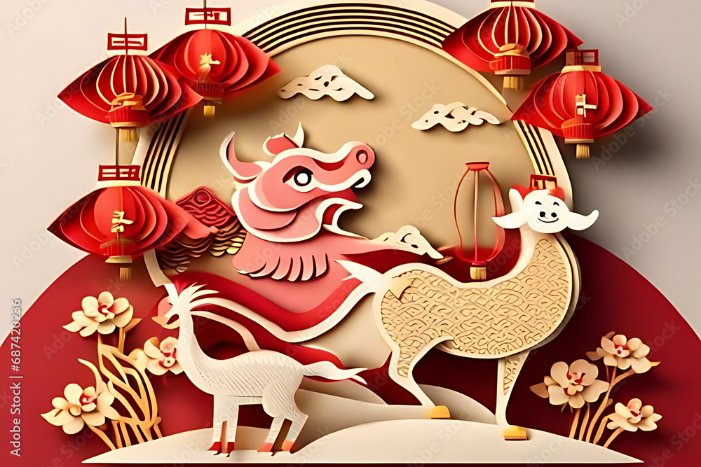 Chinese New Year Decorations in Festive, 
Traditional Lunar New Year Ornaments and Decor,
Red and Gold Chinese Decor for New Year Celebrations, 
Festive Oriental Decorations for Chinese New Year