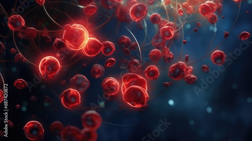 3D rendered Infographic depicting red cells such as blood cells.
