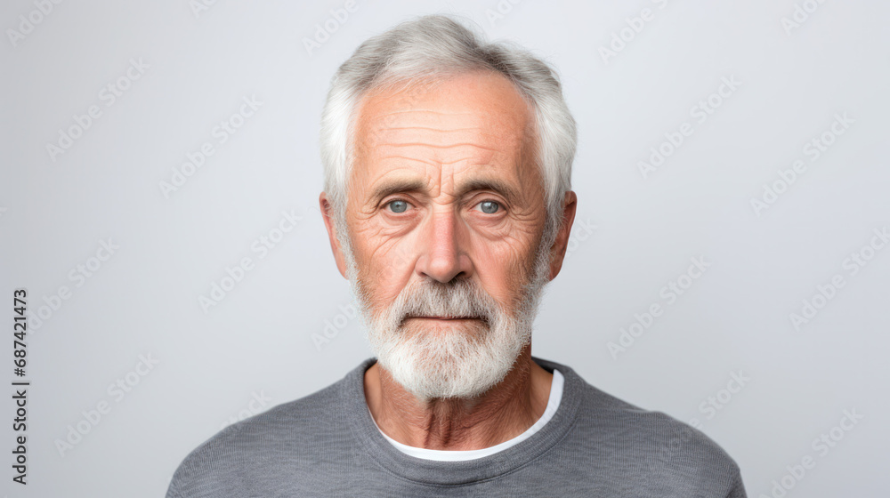 Senior sad serious bearded man studio portrait. Senior sad serious bearded man studio portrait.