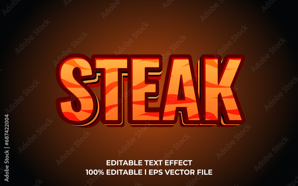 Steak 3d text effect, editable text for template headline Steak 3d text effect, editable text for template headline