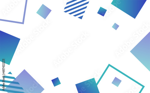 ブルーのシンプルなストライプ柄とグラデーションの四角形のフレーム photo