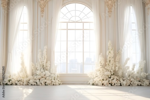 Background wedding with floral generative AI photo